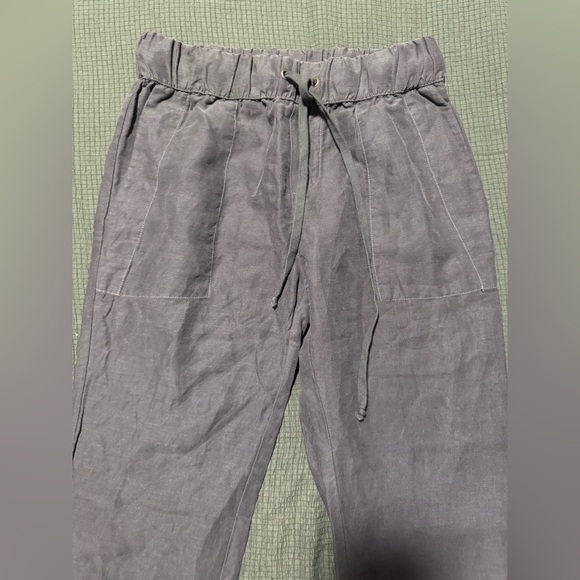 Enza Costa French Linen Pants Women's Size 0/small Army Green - Picture 7 of 9